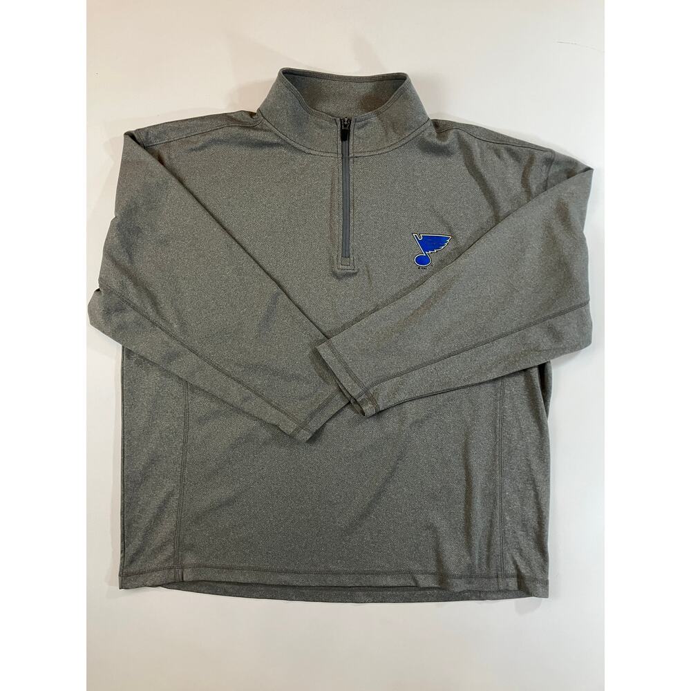 St. Louis Blues NHL Gray Quarter Zip Pullover XL Knights Apparel Performance